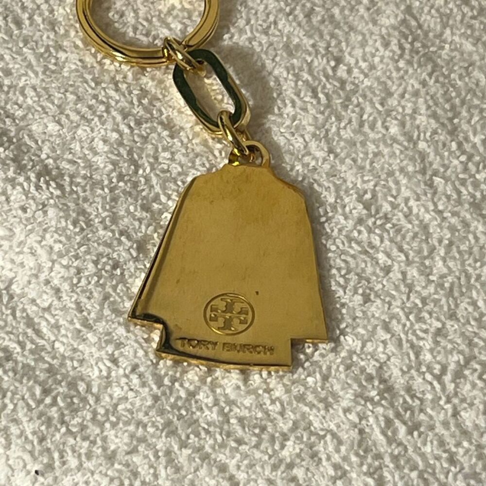 Tory Burch Keychain Womens Pink T Shirt Gold Chain Vintage Tunic Charm Key Fab - Picture 9 of 13